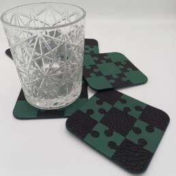 Dessous de verre puzzle en cuir